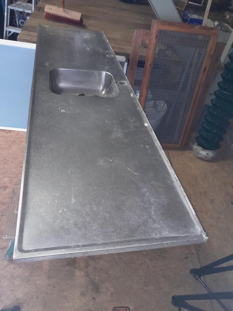RVS Aanrechtblad/Werkblad.60 cm x 221 lang., Tuin en Terras, Buitenkeukens, Ophalen, Zo goed als nieuw, Elektrisch