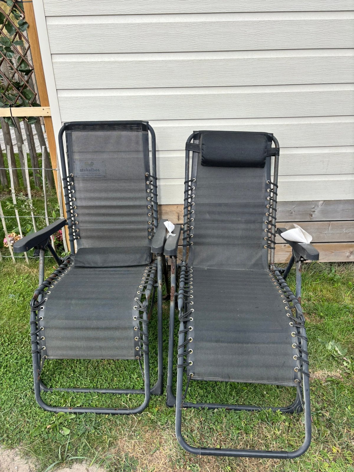 Gratis, 2 tuinstoelen, Ophalen, Gebruikt, Metaal, Verstelbaar