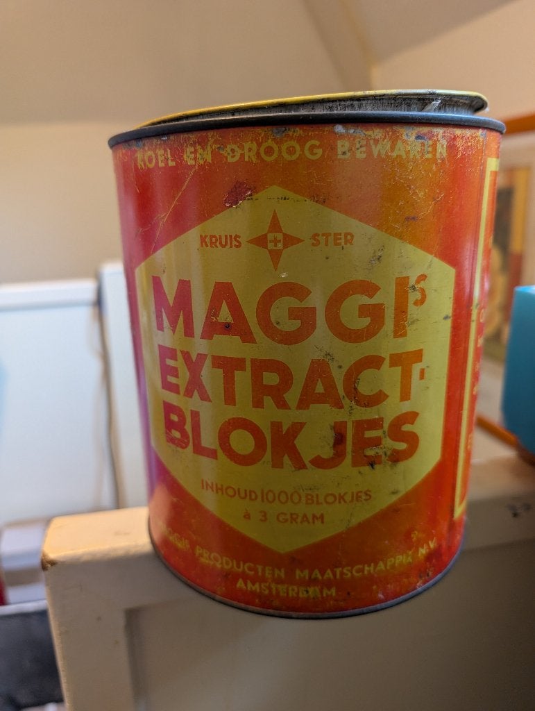 Maggi blik groot, Verzamelen, Blikken, Ophalen of Verzenden, Gebruikt, Overige