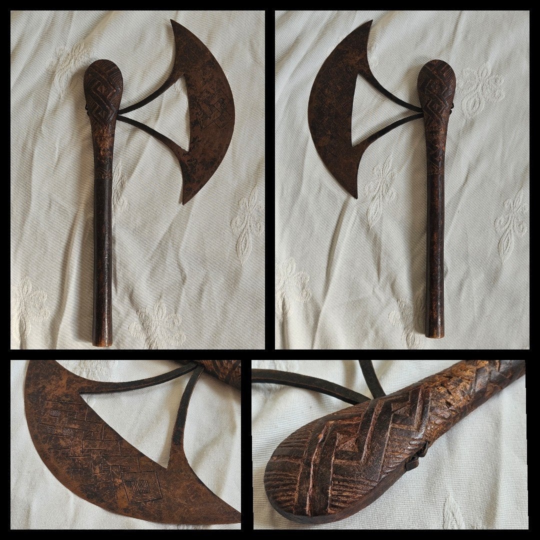 Afrika, ceremoniële Songye Kilonda-bijl, Congo., Antiek en Kunst, Kunst | Niet-Westerse kunst, Hout, Wapen, Afrika, Handgemaakt