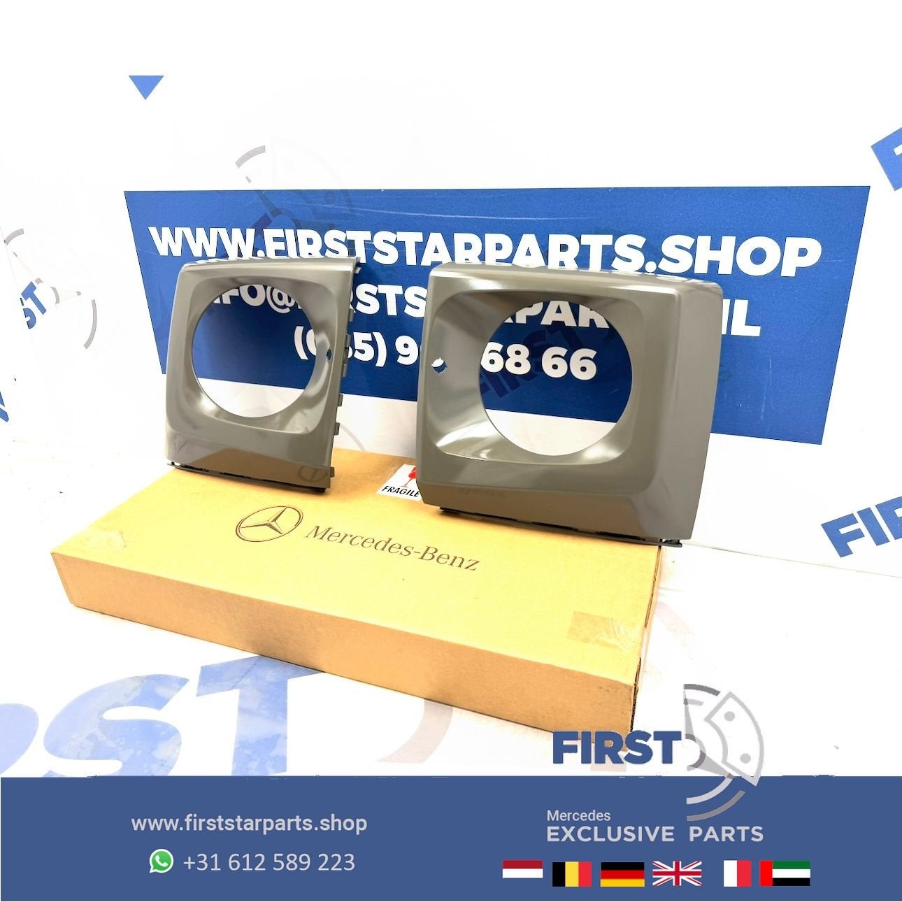 W463 G KLASSE AMG VOORBUMPER G63 KOPLAMP HOUDERS SET ZWART W, Gebruikt, -, Ophalen of Verzenden, -