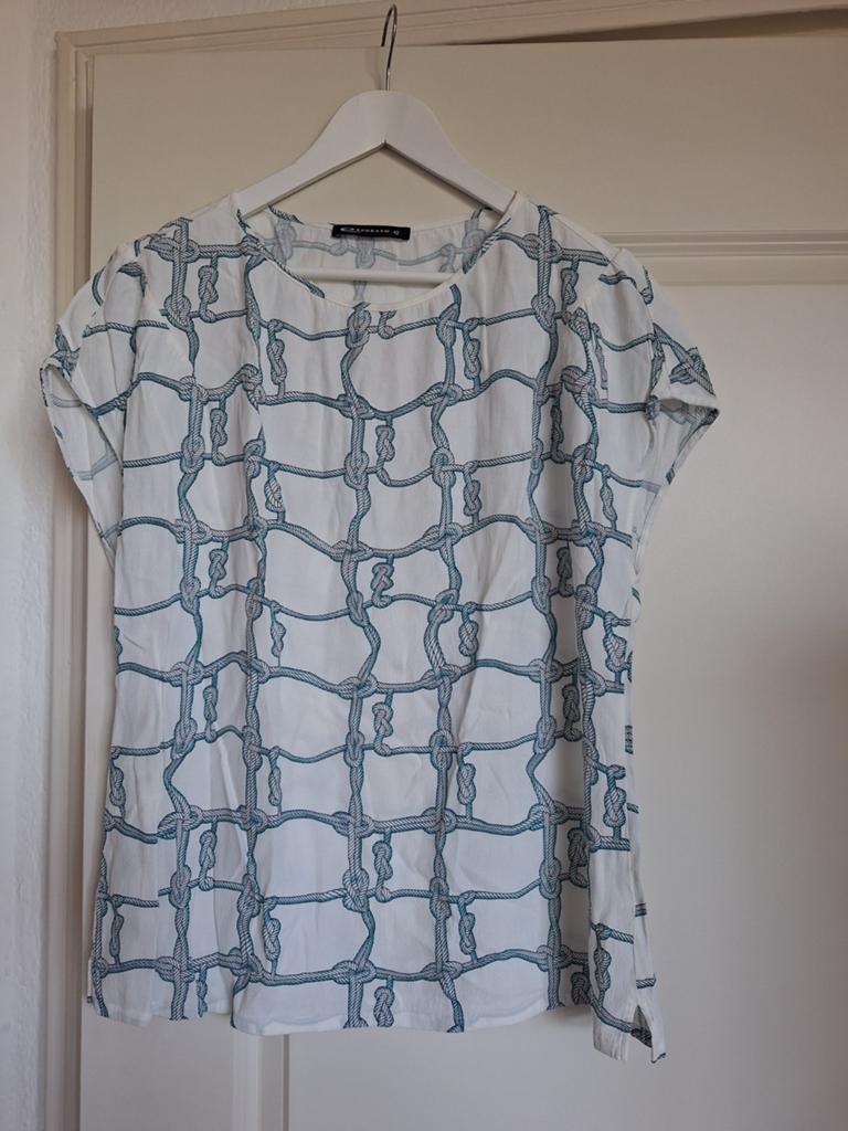 Leuke Expresso top met korte mouwen en vrolijke print, Expresso, Wit, Maat 42/44 (L), Ophalen of Verzenden