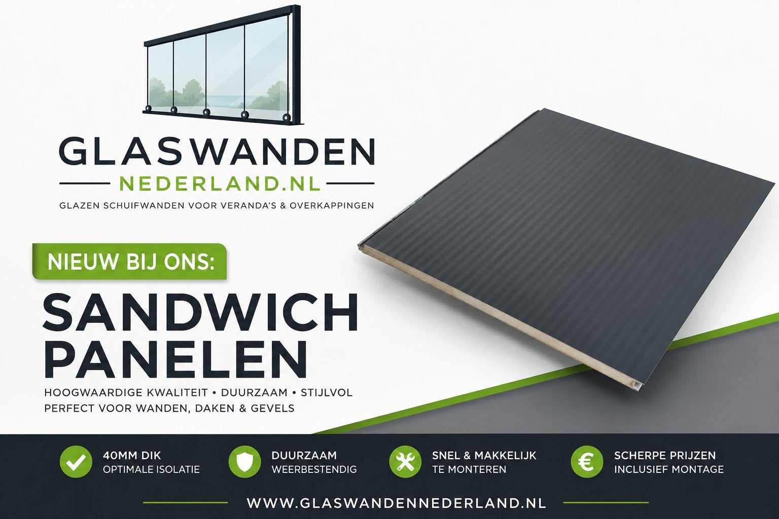 Geïsoleerde 40 mm wandpanelen voor diverse toepassingen, Ophalen, Overige materialen, 4 tot 8 cm, Nieuw