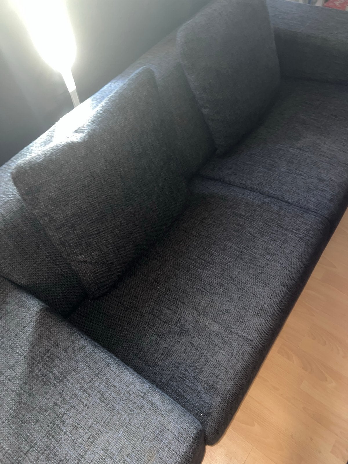 Twee gebruikte donkergrijze hoekbanken GRATIS AF TE HALEN, Ophalen, 250 tot 300 cm, Gebruikt, 100 tot 125 cm