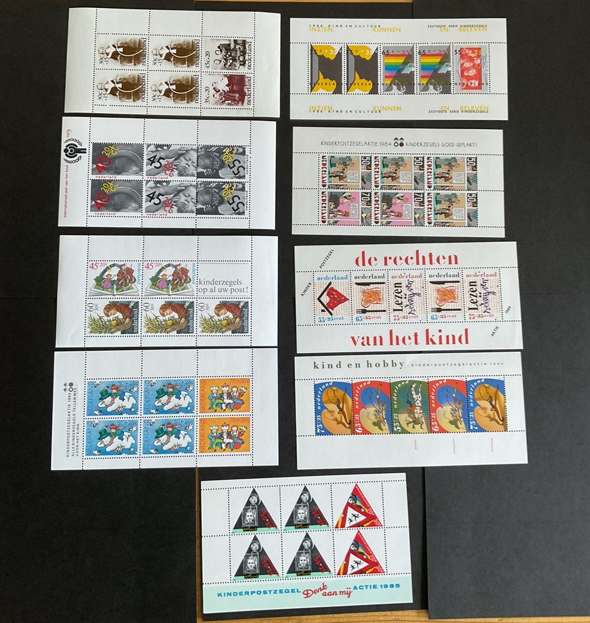 9 verschillende velletjes kinderzegels. Postfris, Postzegels en Munten, Postzegels | Nederland, Ophalen of Verzenden, Na 1940