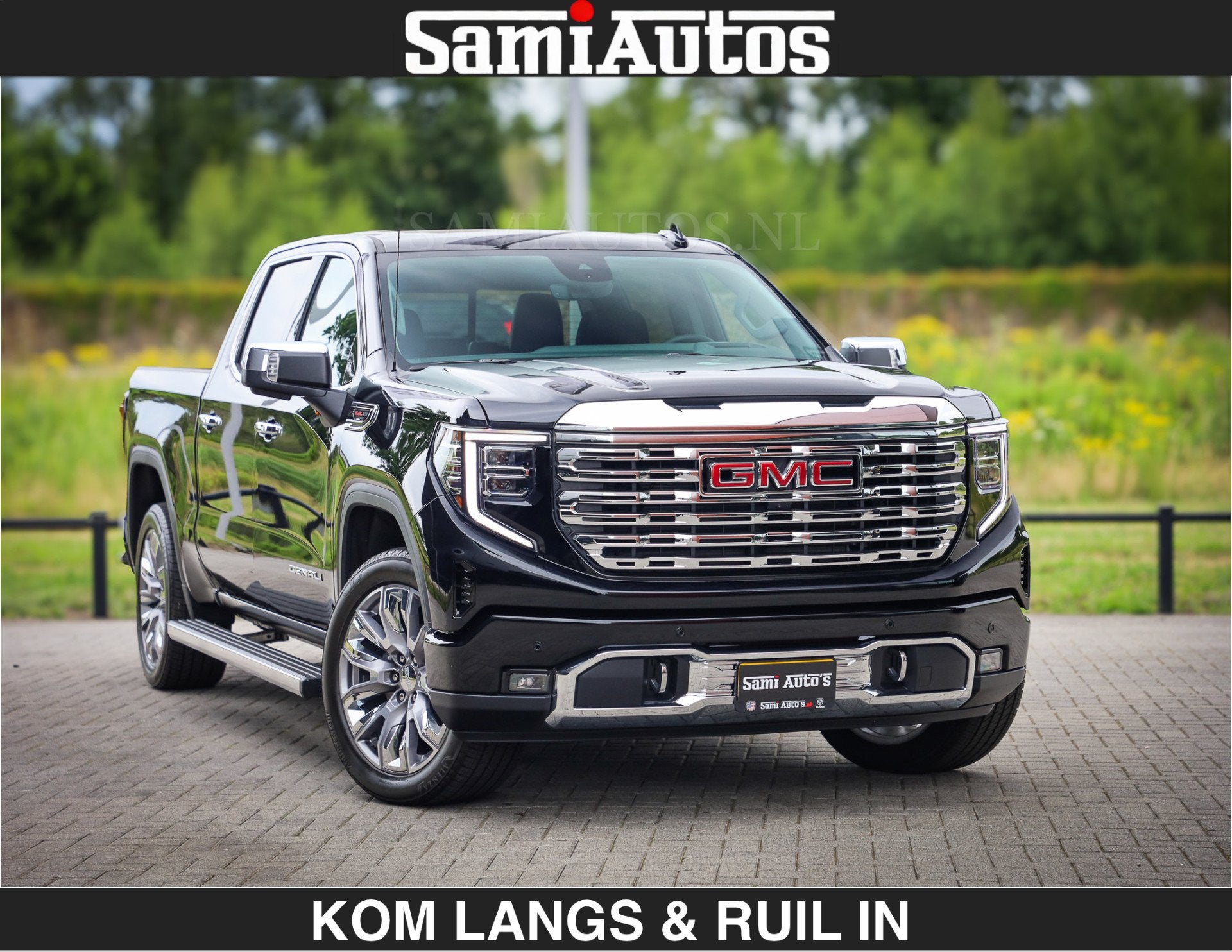 GMC Sierra DENALI | All-In Prijs | 6,2 V8 Full Option | De M, Auto's, Bestelauto's, Met garantie (alle), 426 pk, Zwart, Adaptive Cruise Control