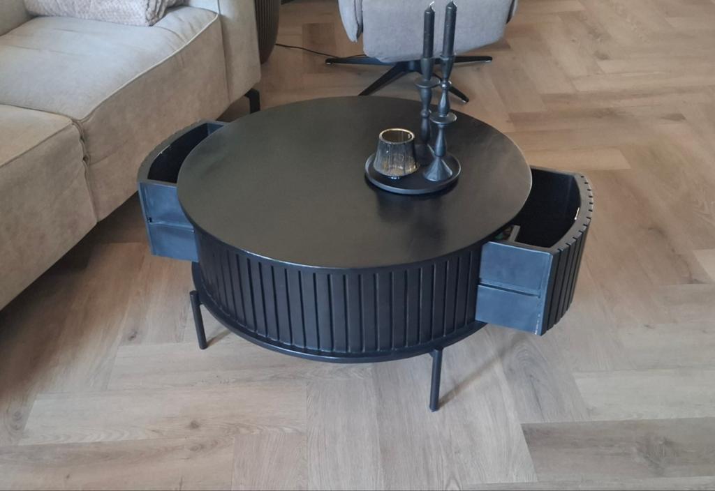Salontafel met 2 lades, 80 cm doorsnede!!, Ophalen, 50 tot 100 cm, Rond, 50 tot 100 cm