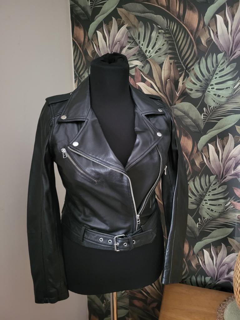 Leren biker jack maat M Goosecraft Nieuw!, Ophalen of Verzenden, Nieuw, Maat 38/40 (M), Zwart