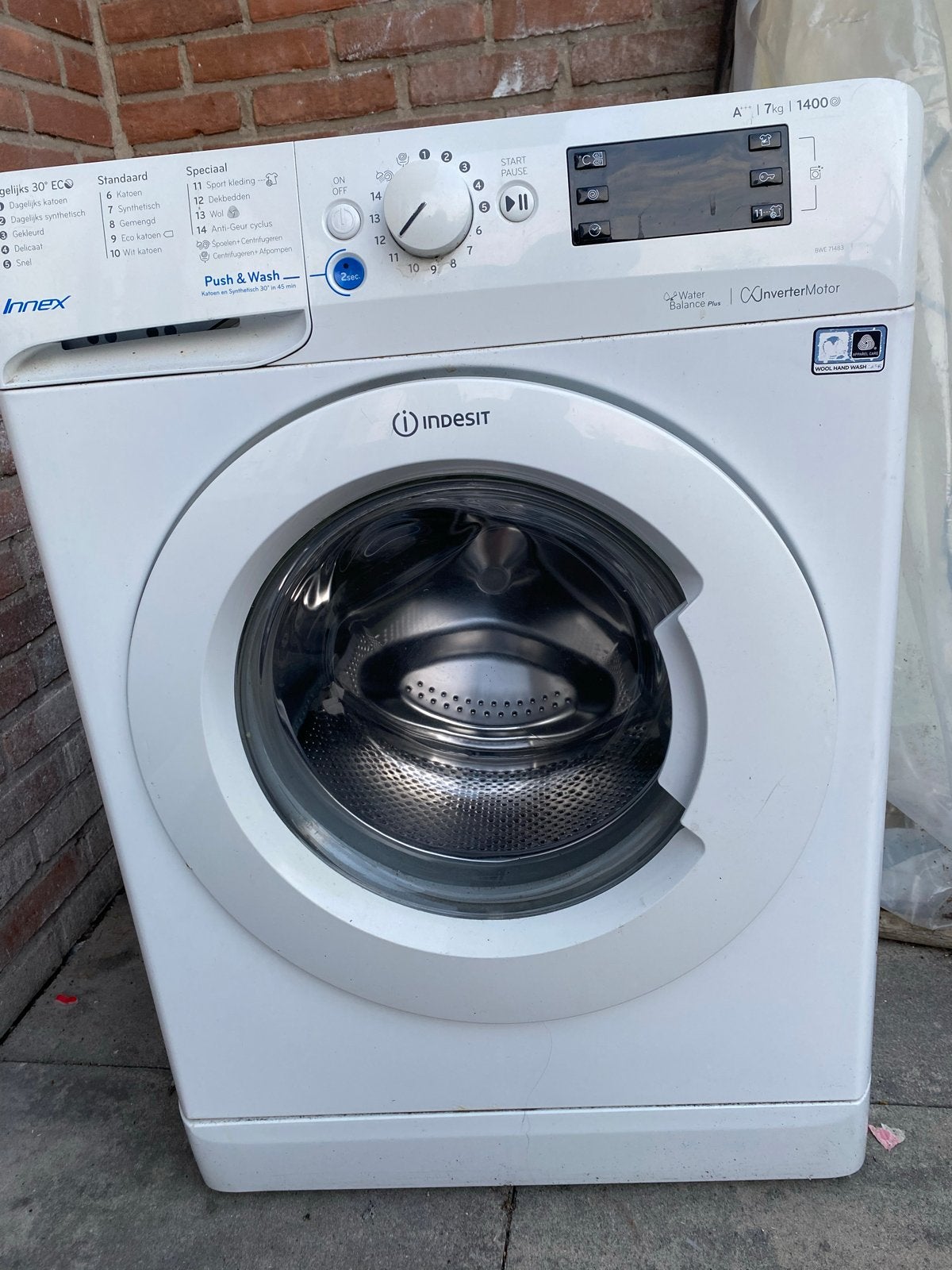 Indesit Innex Wasmachine 7kg 1400 toeren, Ophalen, Gebruikt, Voorlader, 1200 tot 1600 toeren