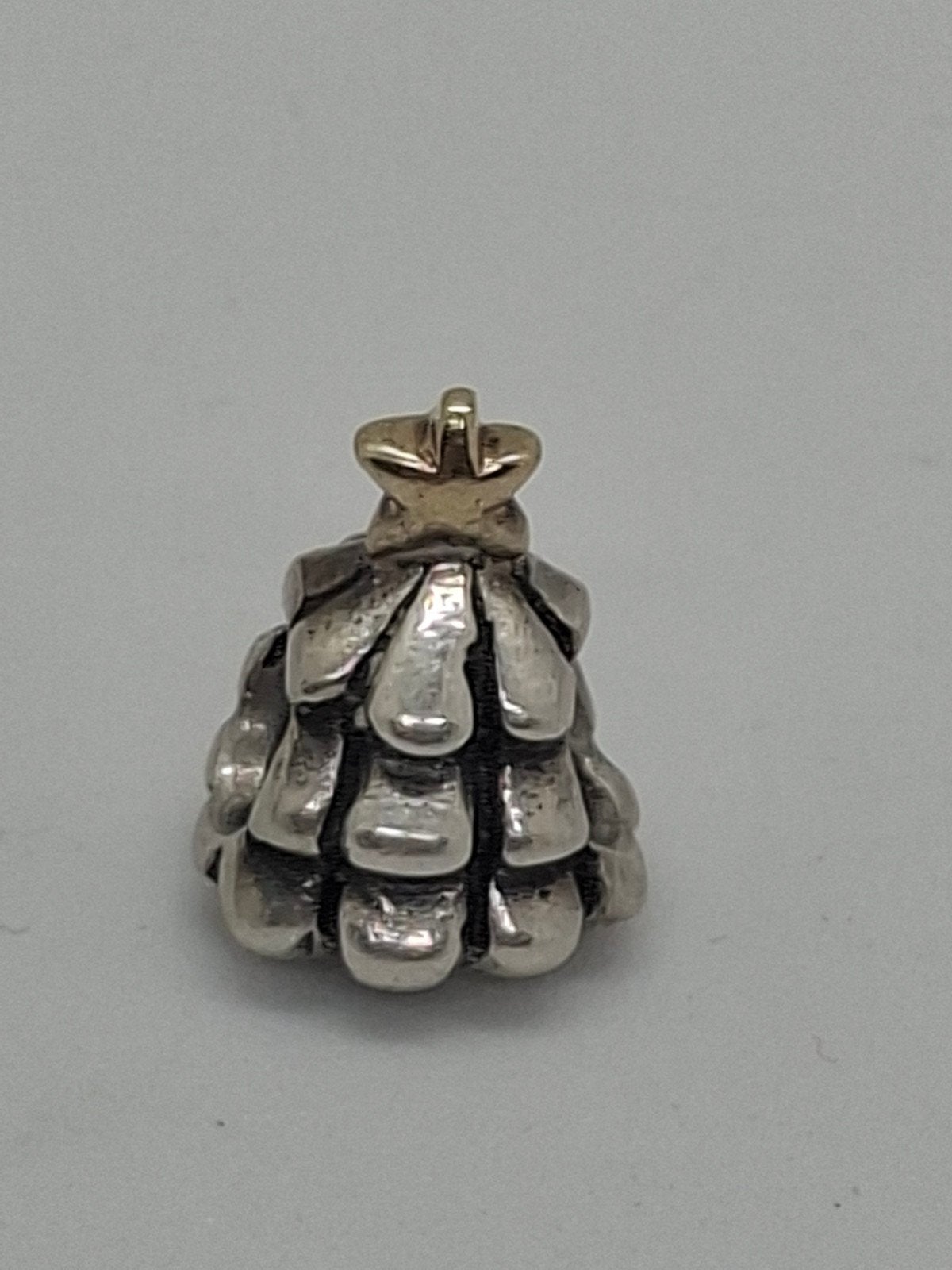 Pandora Zilveren Kerstboom Bedel met Gouden Piek, 1 bedel, Ophalen of Verzenden, Zilver, Pandora