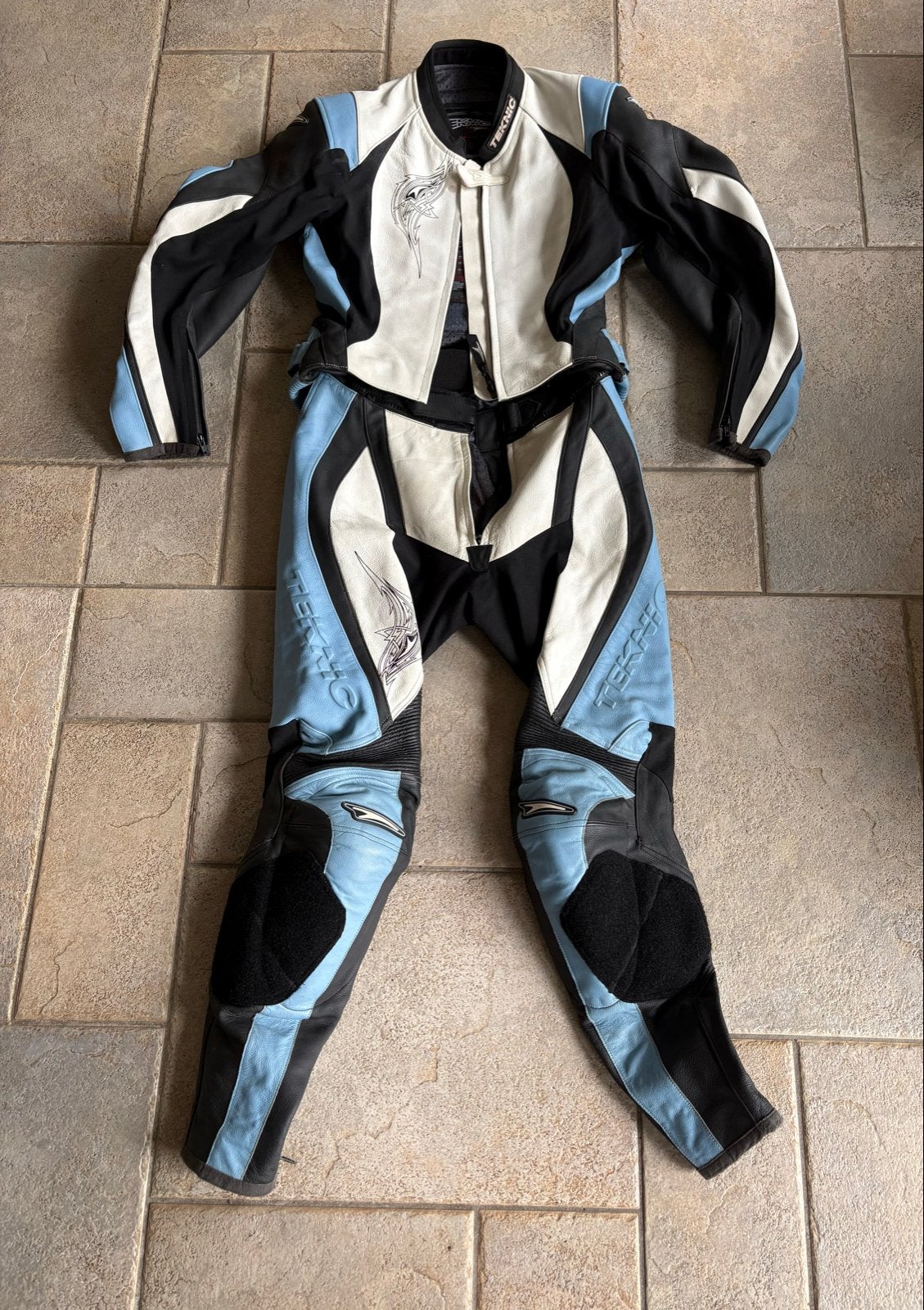 Teknic Motorpak - Zwart/Blauw/Wit Leren Combipak maat 38, Motoren, Ophalen of Verzenden, Tweedehands, Dames, Combipak