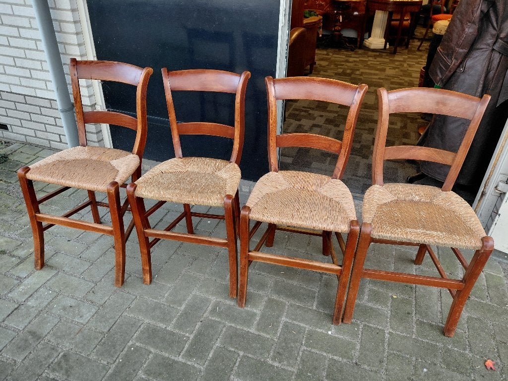 Set van 4 antieke mahoniekleur Deventer stoelen., Antiek en Kunst, Ophalen