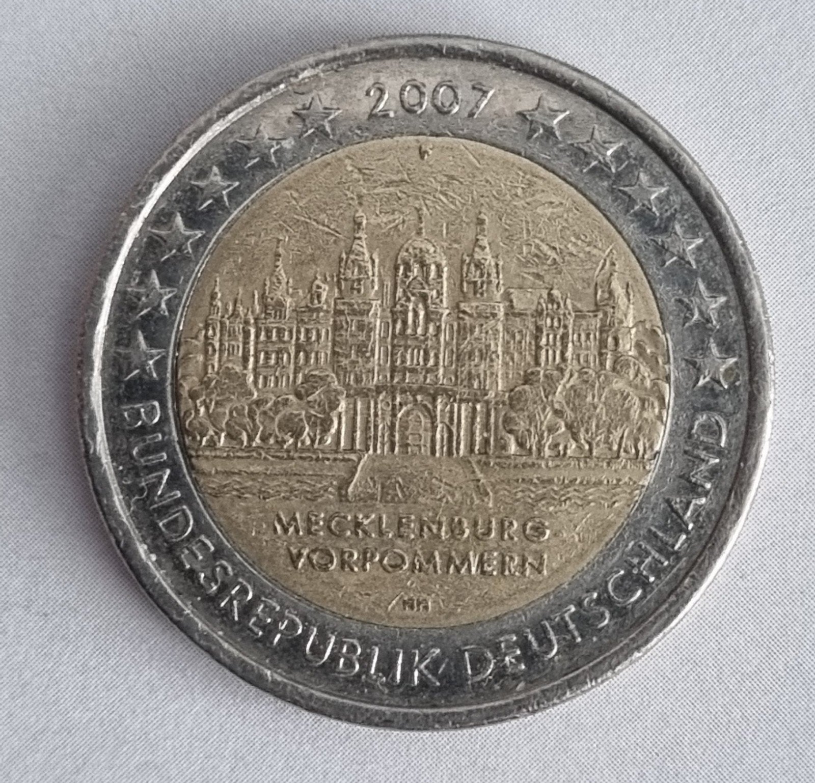 2 Euro munt Duitsland 2007 Mecklenburg-Vorpommern, let. F, Verzenden, Duitsland, 2 euro, Losse munt