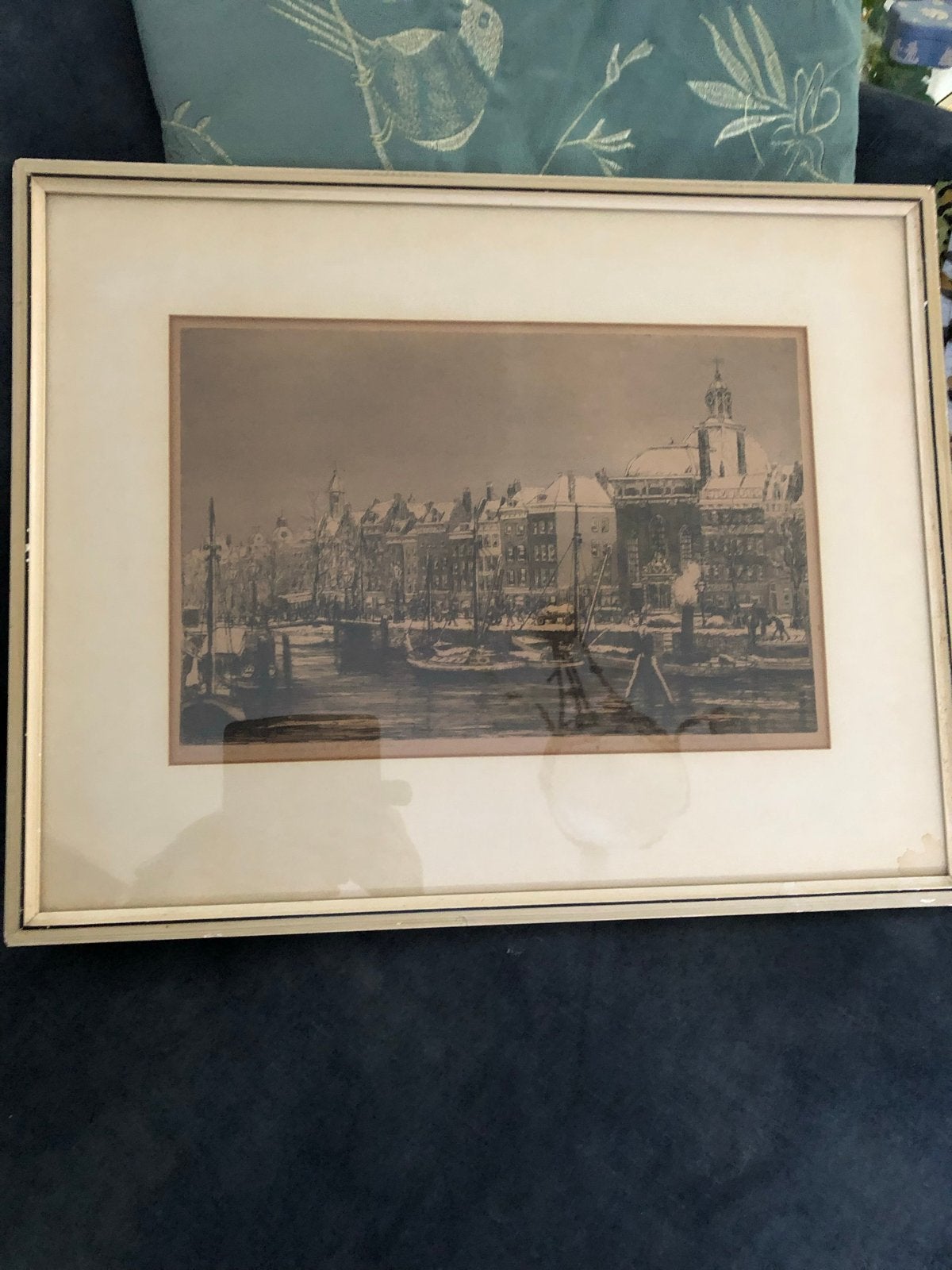 Ets van Eugene Rensburg - Stadsgezicht Rotterdam 1900, Antiek en Kunst, Kunst | Etsen en Gravures, Ets, Stadsgezicht, Ophalen of Verzenden