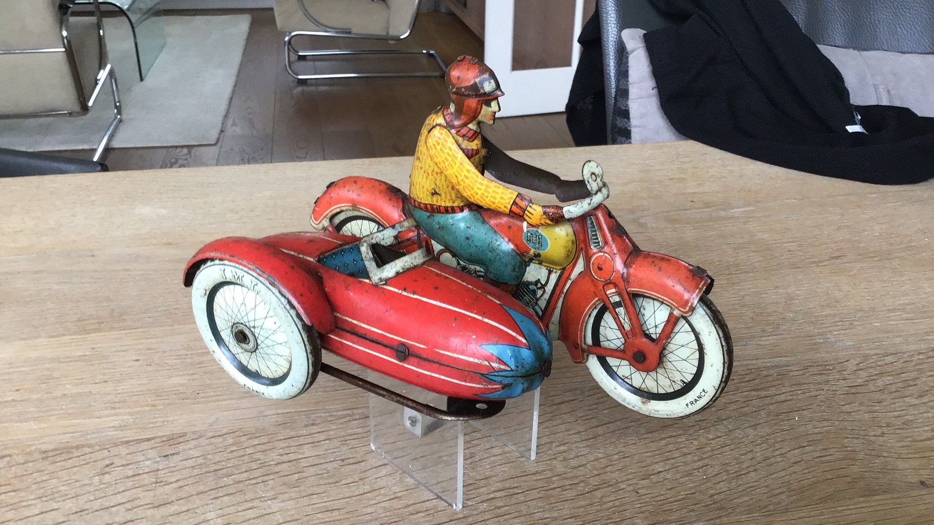 JML France ,vooroorlogse motorfiets met zijspan, Antiek en Kunst, Antiek | Speelgoed, Ophalen of Verzenden