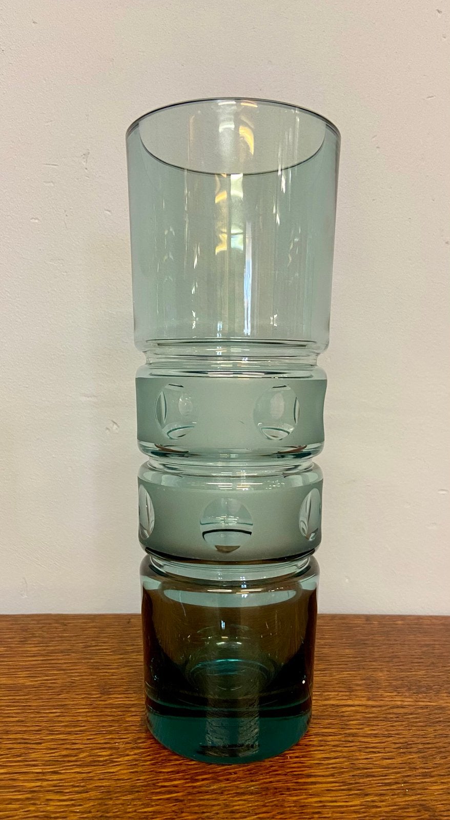 Vintage German design Friedrich vaas retro glas jaren 70/80, Ophalen of Verzenden, Zo goed als nieuw, Glas