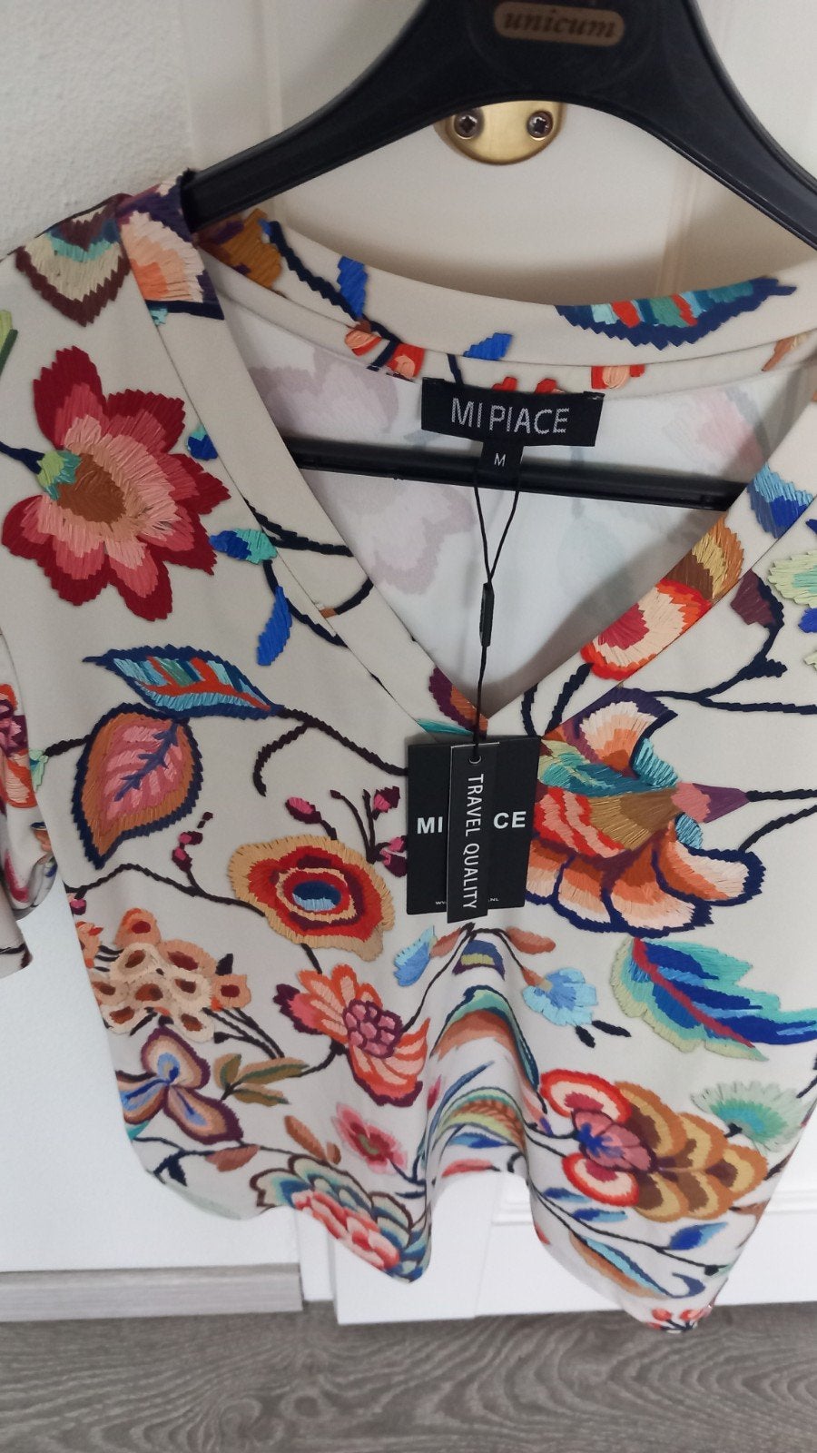 NIEUW!! *MI PIACE* MULTICOLOR  BLOOM PRINT TRAVEL SHIRT., Overige kleuren, Nieuw, Ophalen of Verzenden, Korte mouw