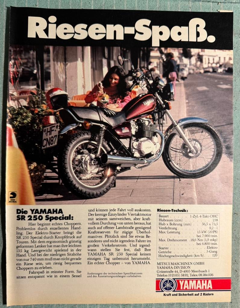 Advertentie 1981 Yamaha SR250, Verzenden, Zo goed als nieuw, Motoren