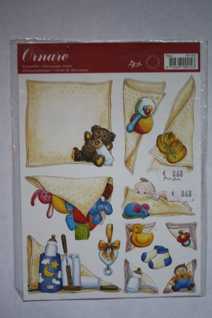 4 st. A5 Ornare knipvellen decoupage sheets 78, Ophalen of Verzenden, Nieuw, Kind, Knipvel