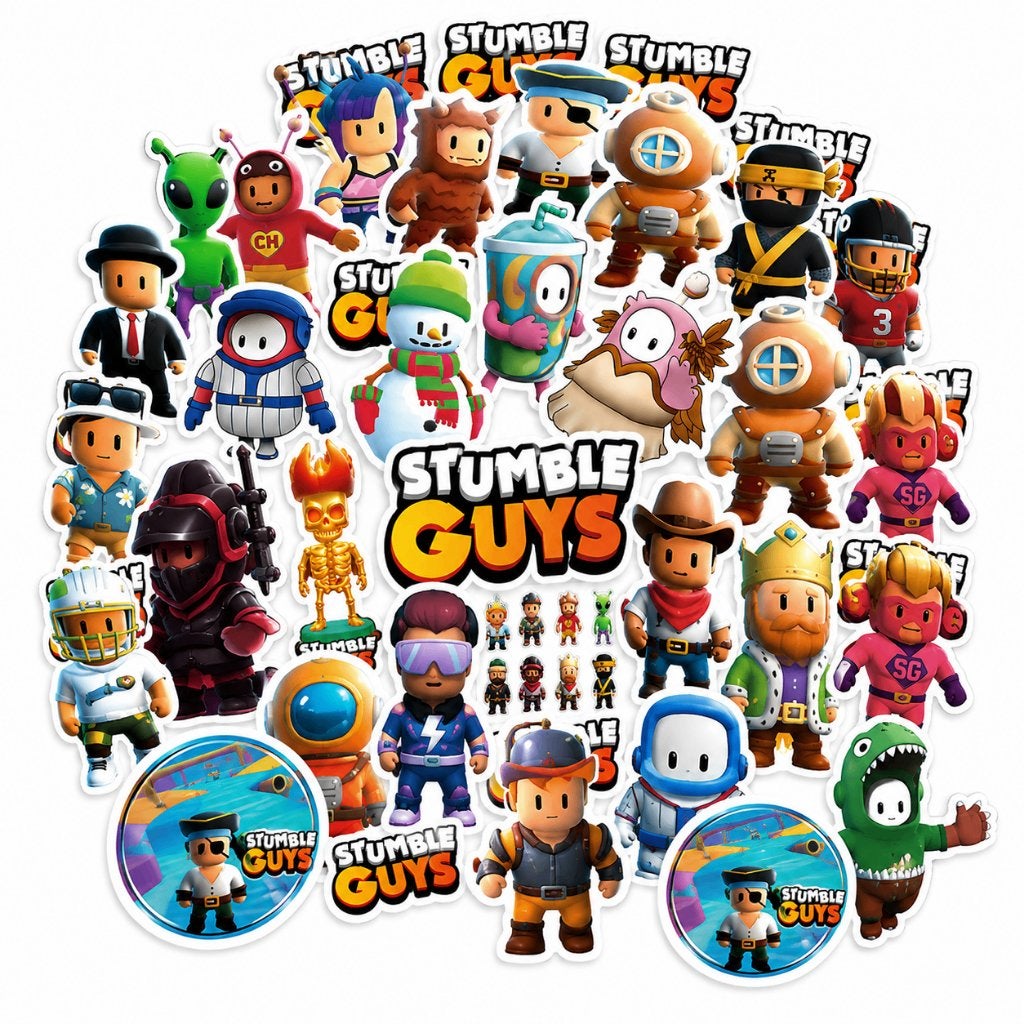Stumble Guys Sticker Set – 10 / 25 / 50 Vinyl Stickers, Verzenden, Nieuw, Film, Tv of Omroep