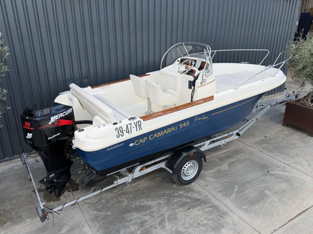 Jeanneau Cap Camarat 545 Limited Mercury 90PK 4-TAKT Trailer, Watersport en Boten, 5 m, Zo goed als nieuw, 90 pk, 70 pk of meer