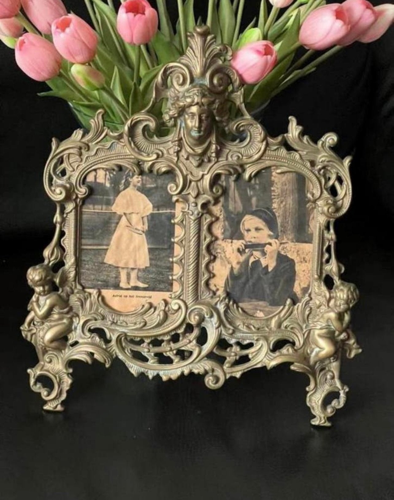 Antieke fotolijst met glazen venster, Ophalen of Verzenden