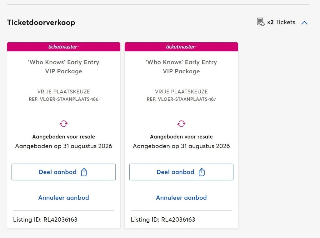 VIP-tickets Daniel Caesar 6 september 2026, Twee personen, September