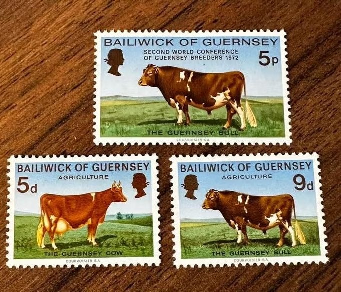 Guernsey koeien postzegels 1970 ongebruikt, Ophalen of Verzenden