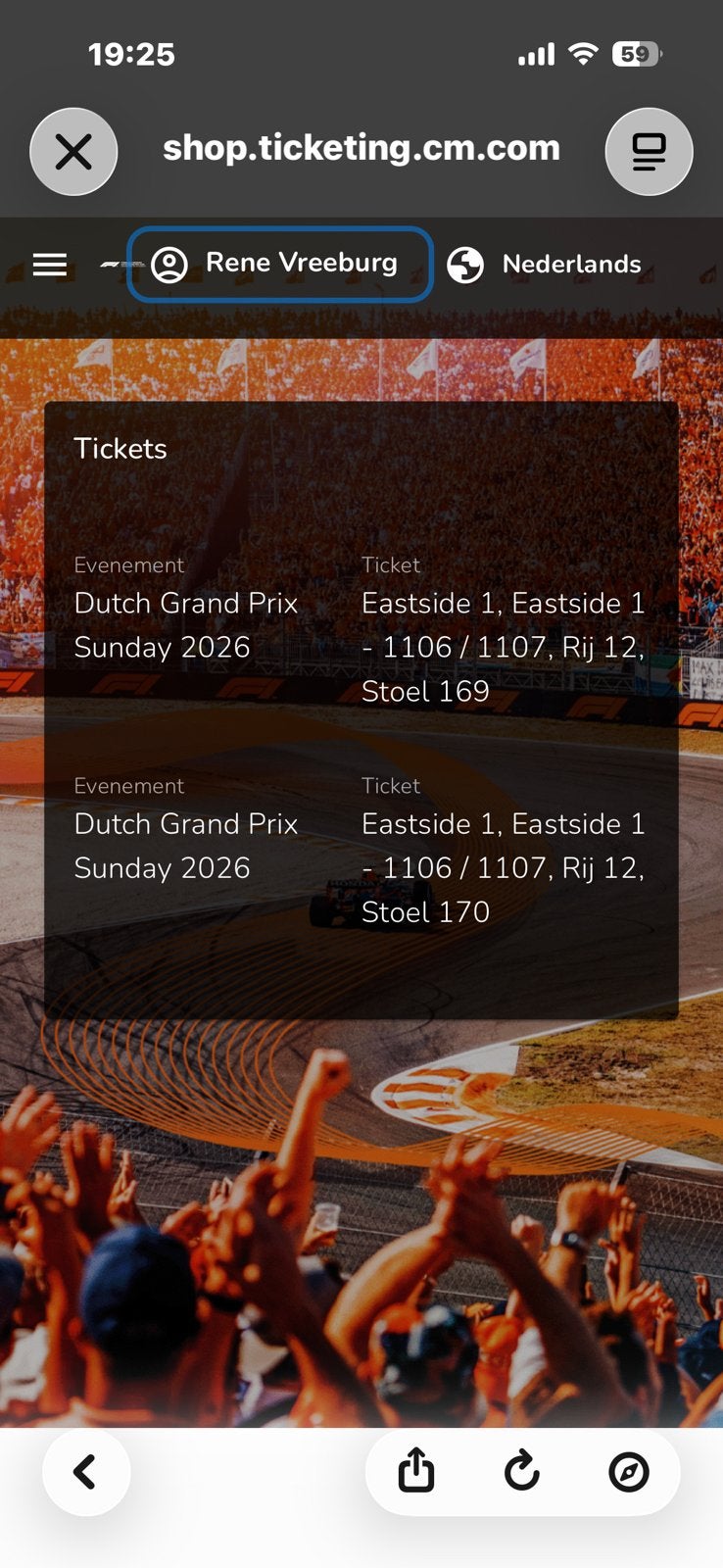 2 kaarten F1 Zandvoort eastside, Twee personen