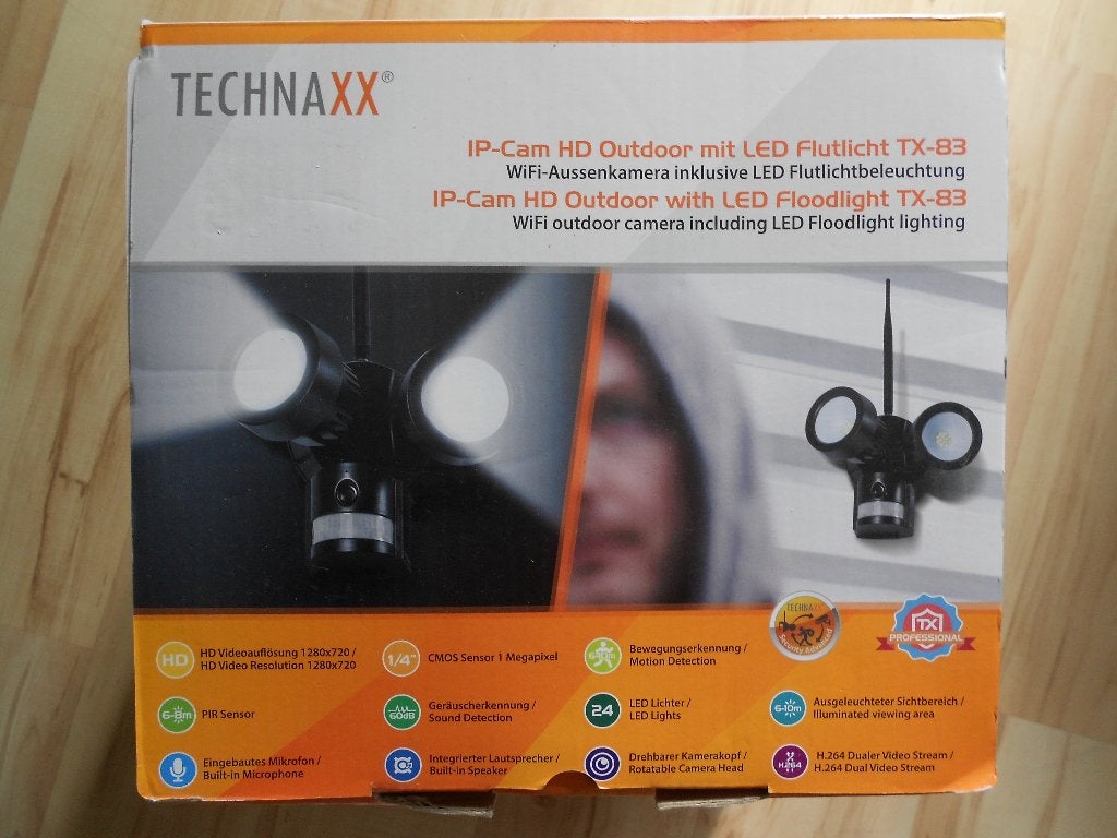 TECHNAXX IP-Cam outdoor with led floodlight TX-83, Audio, Tv en Foto, Ophalen, Nieuw, Buitencamera