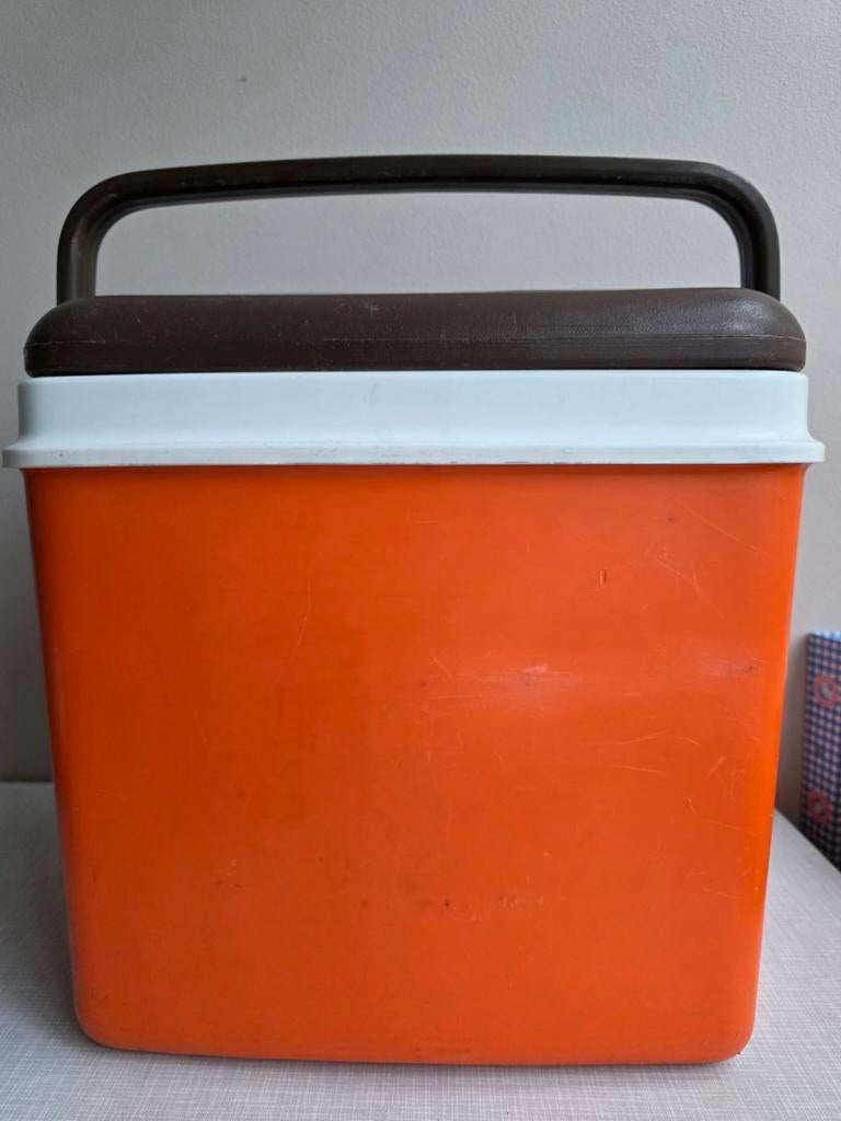 Curver Retro Koelbox Jaren '70 - Oranje/Wit/Bruin, Ophalen of Verzenden