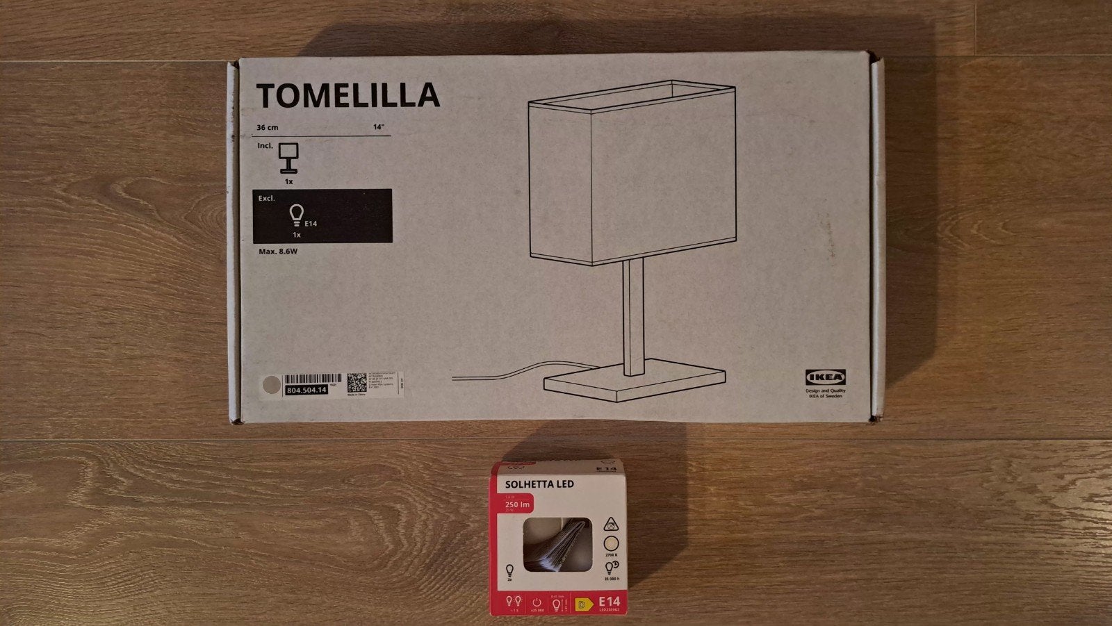 IKEA TOMELILLA Tafellamp met E14 LED lamp, E14 (klein), Nieuw, Wit, Ophalen of Verzenden
