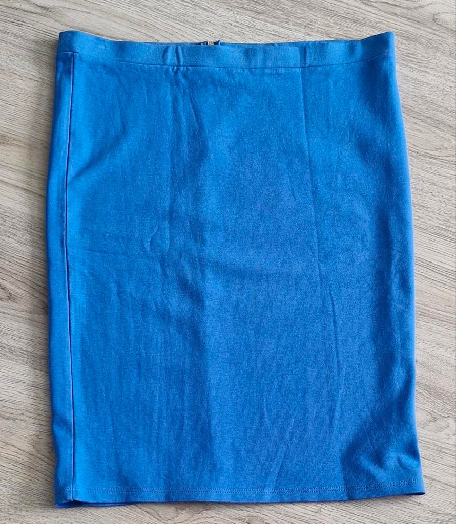 Blauwe kokerrok met rits - Maat XL, Kleding | Dames, Blauw, Maat 46/48 (XL) of groter, Ophalen of Verzenden, Zo goed als nieuw