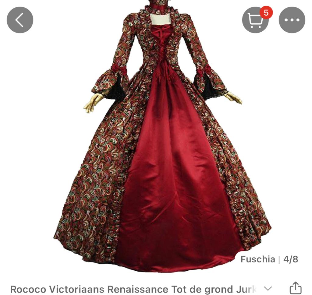 Jurk Rococo Victoriaans Venetie Rood L, Kleding | Dames, Maat 42/44 (L), Ophalen of Verzenden, Zo goed als nieuw, Rood