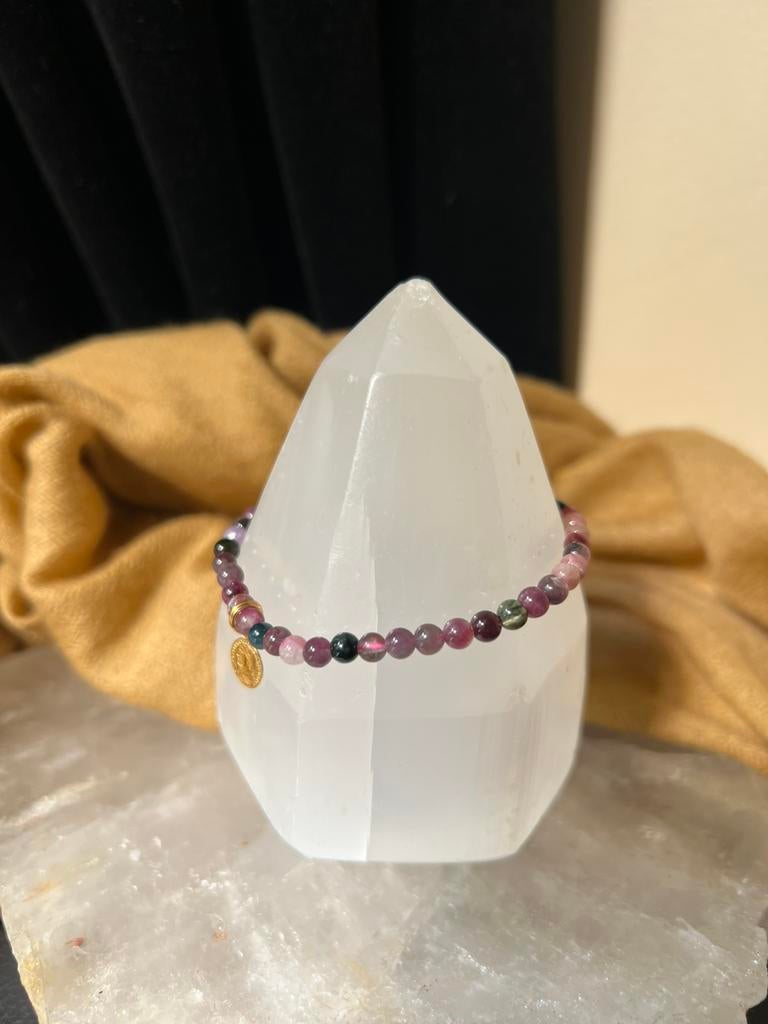 Toermalijn multi color amulet zilver beschermt geluk magie, Met bedels of kralen, Nieuw, Ophalen of Verzenden, Roze