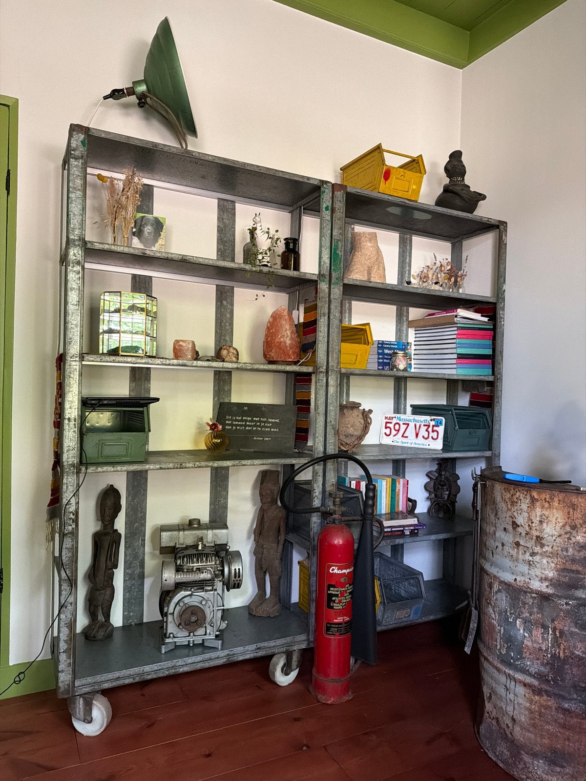 Industriële stellingkast op wielen - Vintage design, Ophalen, Gebruikt
