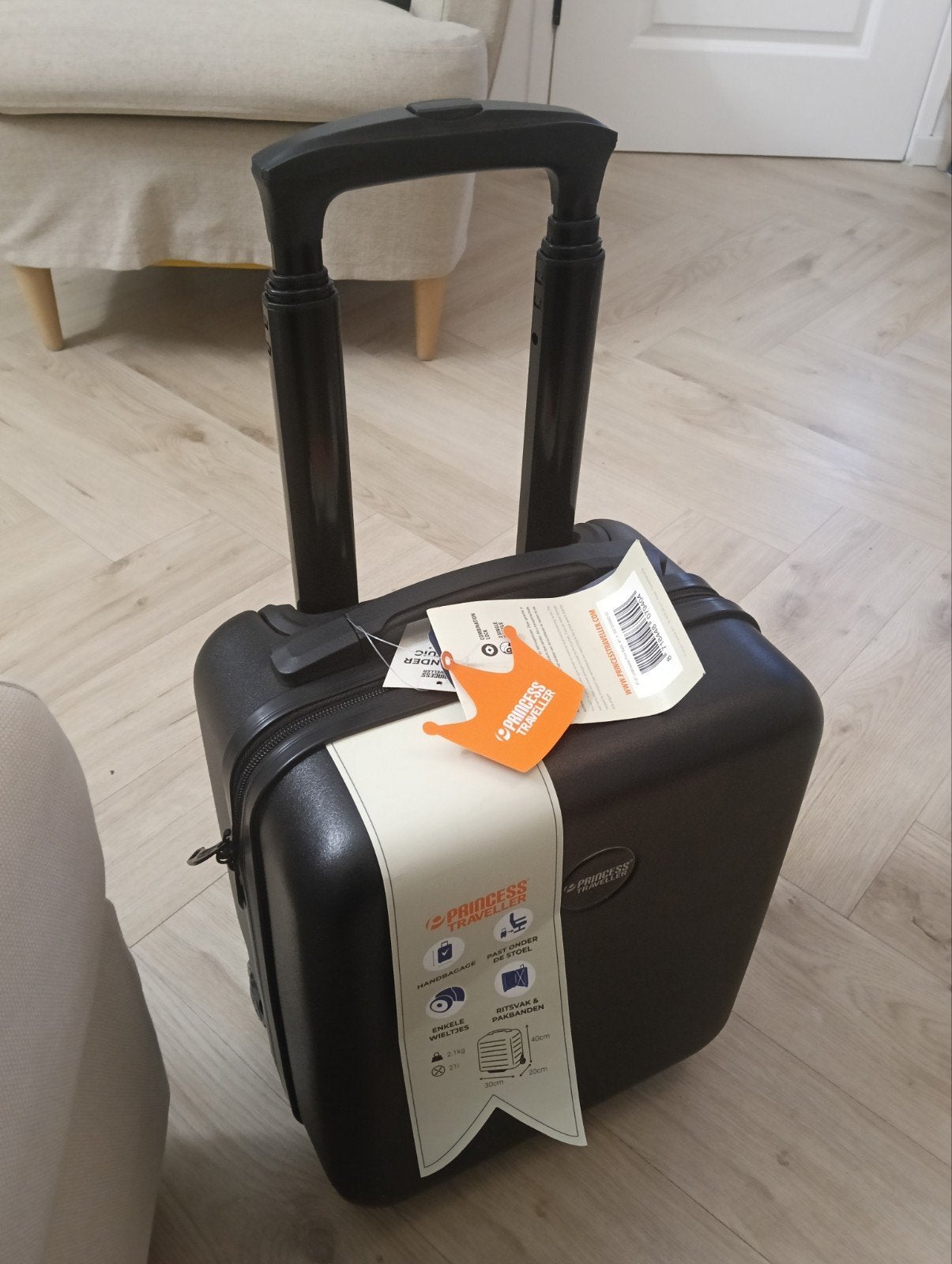 NIEUW Princess Traveller Underseater Koffer (PT-01 US) Zwar, Uitschuifbare handgreep, 20 tot 30 cm, Zwart, Minder dan 40 cm