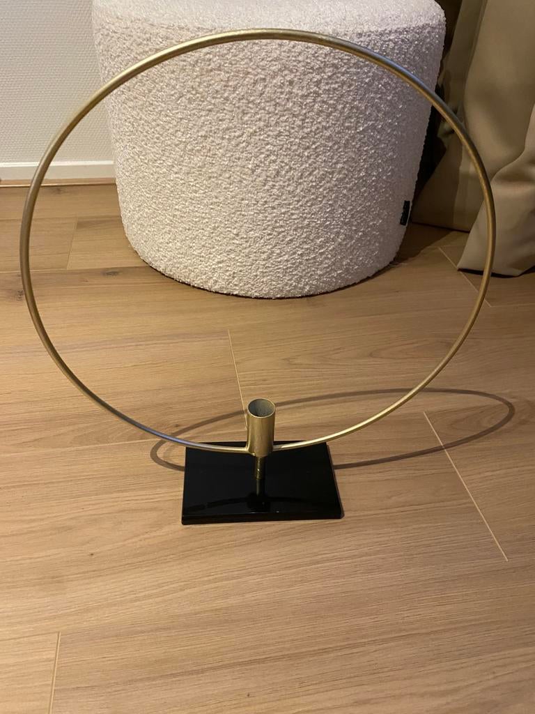 Kandelaar zwarte poot metaal goud zwart houder decoratie, Ophalen of Verzenden, Zwart, Metaal, Minder dan 25 cm