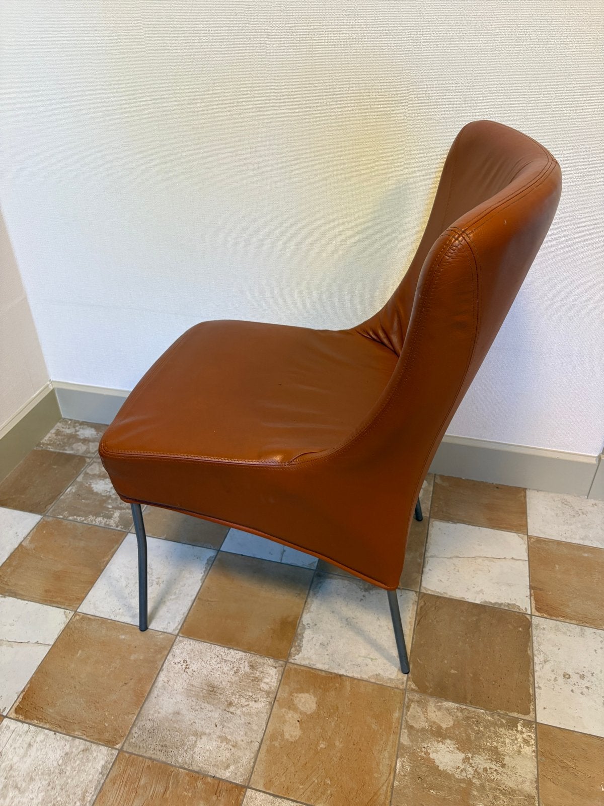 Leren eetkamerstoelen - set van 6, Ophalen, Gebruikt, Bruin, Leer