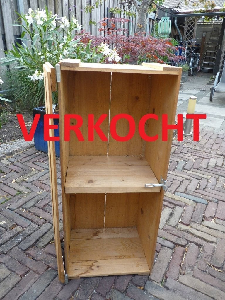 Vintage Houten kist opbergkastje nachtkastje, Minder dan 50 cm, 50 tot 100 cm, Ophalen of Verzenden, Zo goed als nieuw