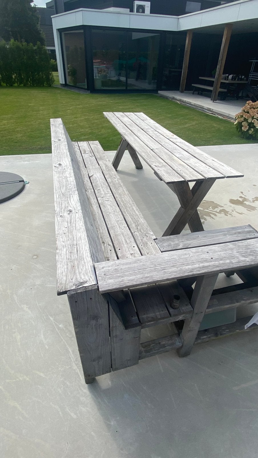Te Koop Tuinset hoekbank met tafel, Tuin en Terras, Tuinsets en Loungesets, Ophalen, Hout