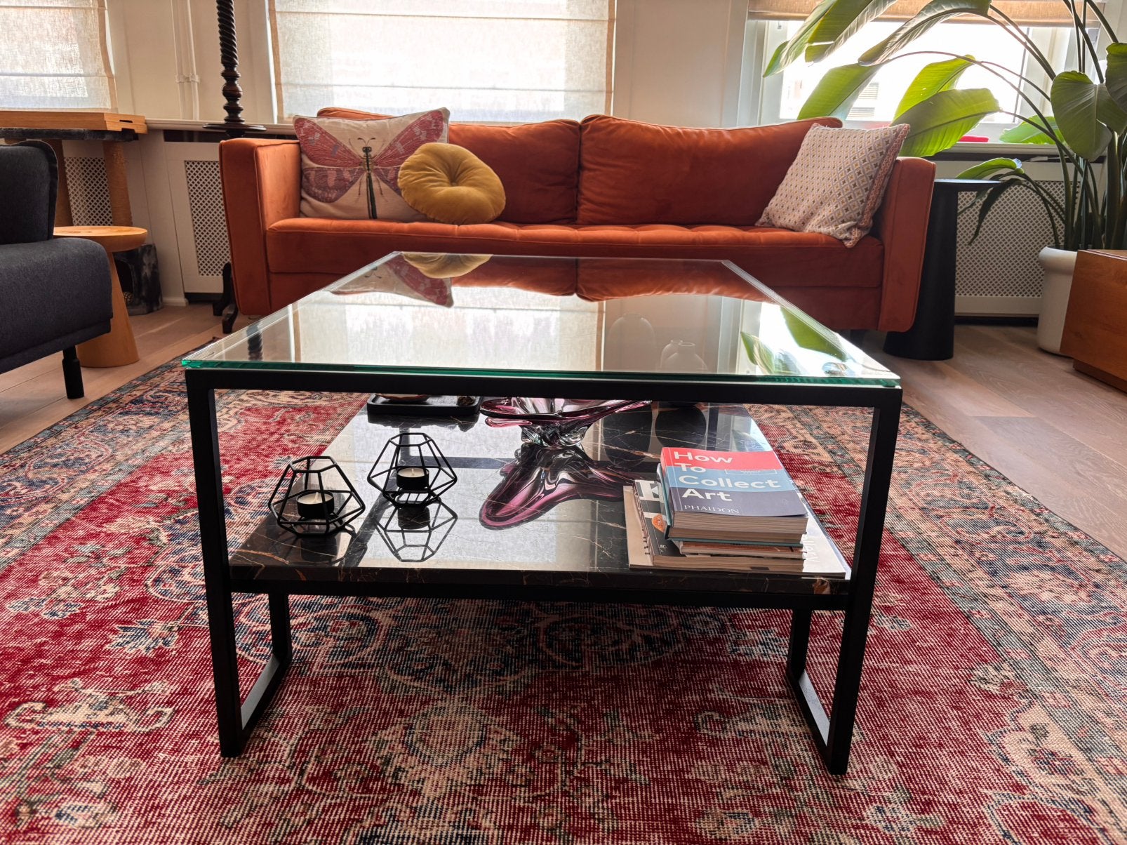 Great Real Marble & Glass Salontafel 70x120cm, Ophalen, Overige materialen, 100 tot 150 cm, 50 tot 75 cm