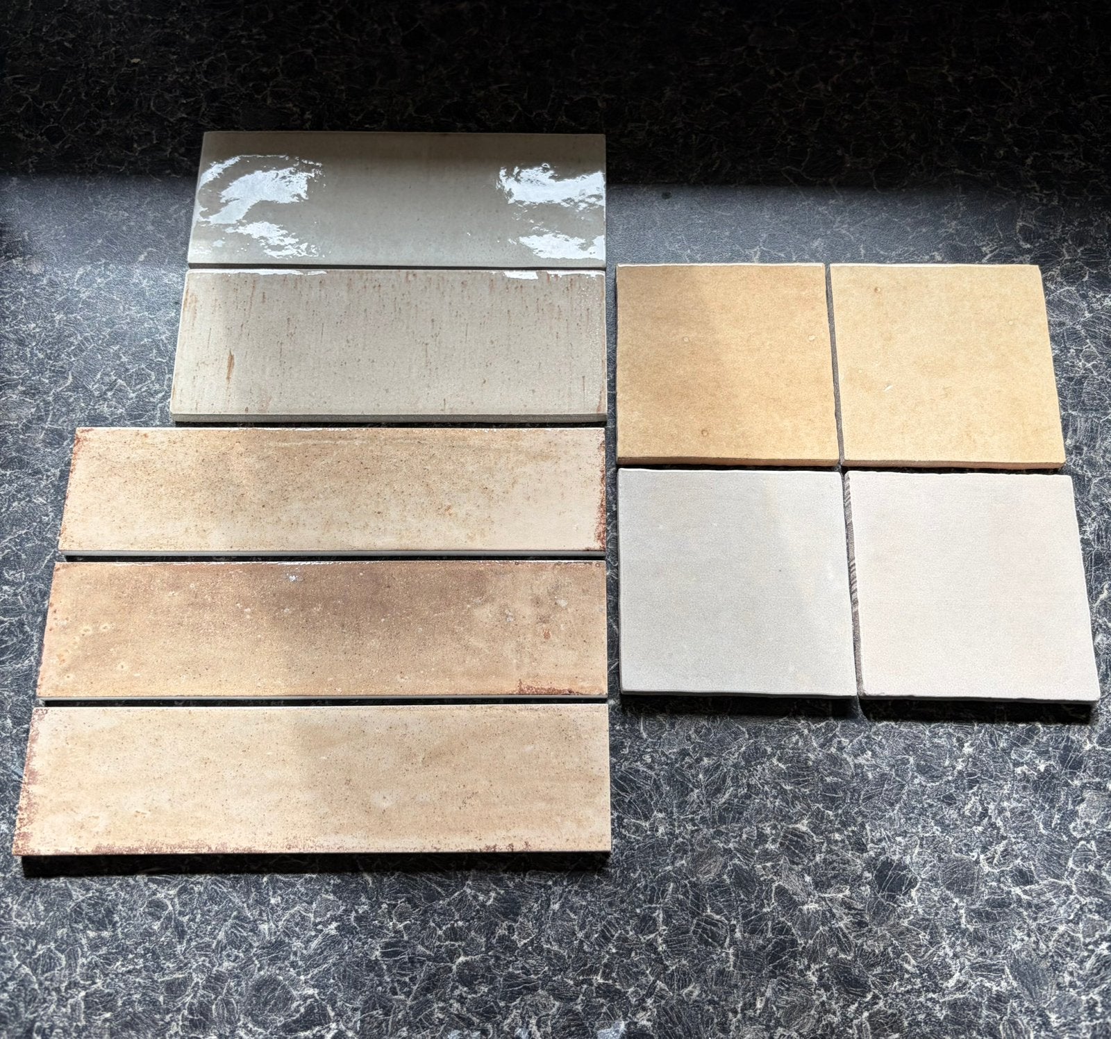 Tegel samples Marazzi div. beige, cammello, lana, Nieuw, Ophalen of Verzenden, Minder dan 20 cm, Minder dan 5 m²