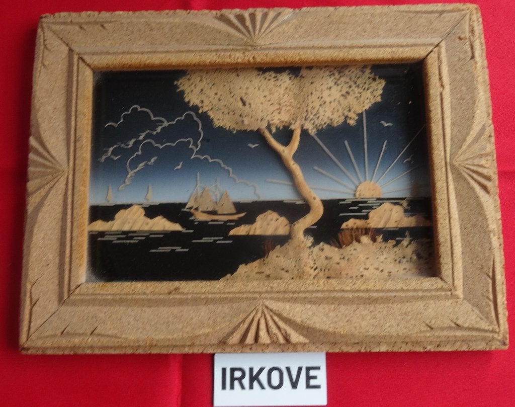 DIORAMA VAN KURK * Chinees * TWEE STUKS *, Wanddecoratie, Natuurlijk materiaal, Handgemaakt, Ophalen of Verzenden