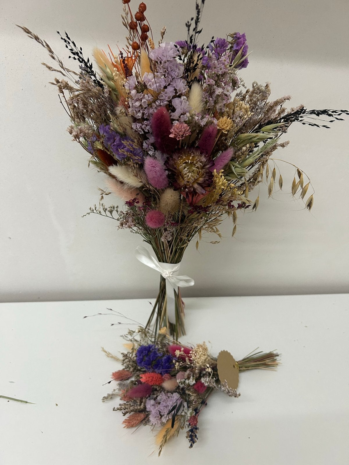 Prachtig bruidsboeket met bijpassende corsage, Meerkleurig, Boho, Nieuw, Ophalen of Verzenden