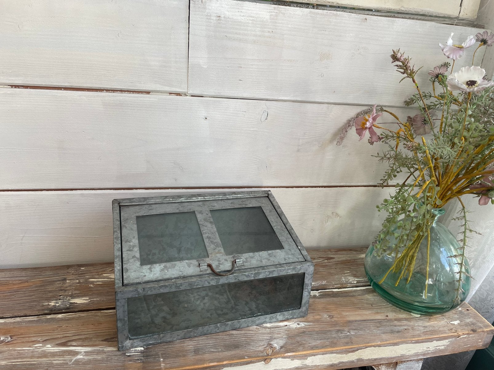 Mini vintage kweekkas aluminium met glas, Tuin en Terras, Staal, Gebruikt, Kweekkas, Ophalen of Verzenden