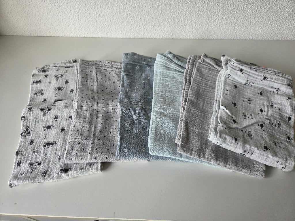 Hydrofiele doeken set - diverse prints en kleuren, Ophalen, Gebruikt