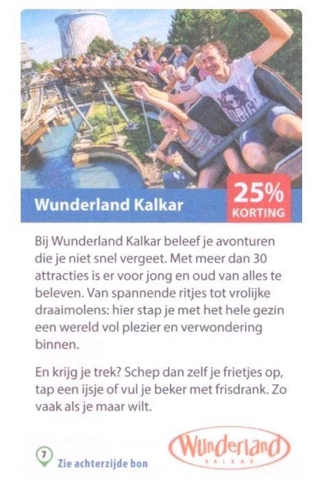 Wunderland Kalkar 25% kortingsbon, Drie personen of meer, Kortingskaart