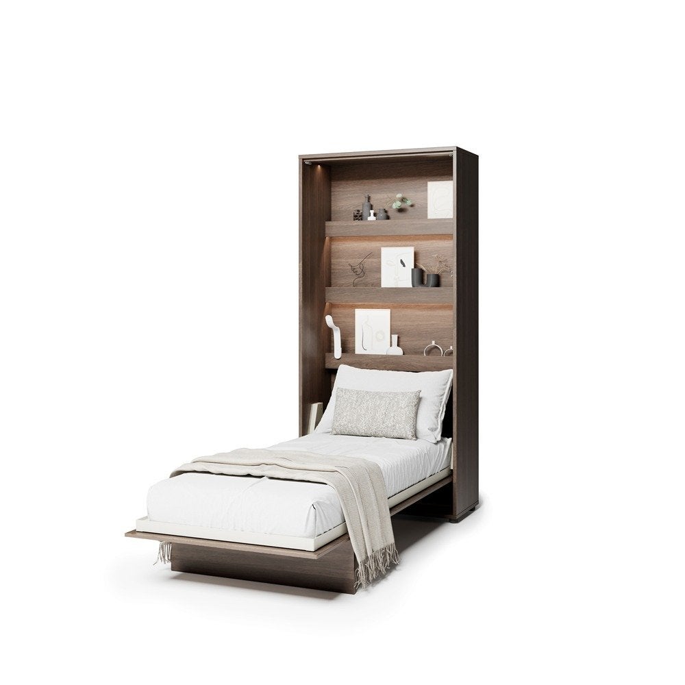 Concept opklapbed verticaal - 90x200 - Walnoot, Niet ingevuld, Niet ingevuld, Niet ingevuld
