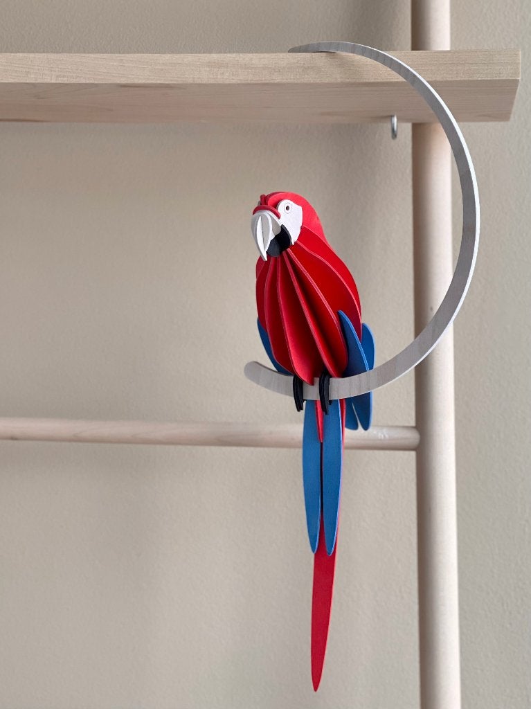 LOVI Finland 3D PAPEGAAI Rood 34cm  hout, Hout, Nieuw, Ophalen of Verzenden, Scandinavisch